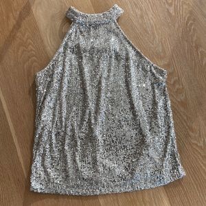 Cable & Gauge silver sequin halter top, Large